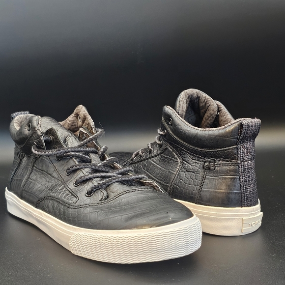Toms Camila Black Croc Embossed Leather Hi-top - Picture 2 of 12